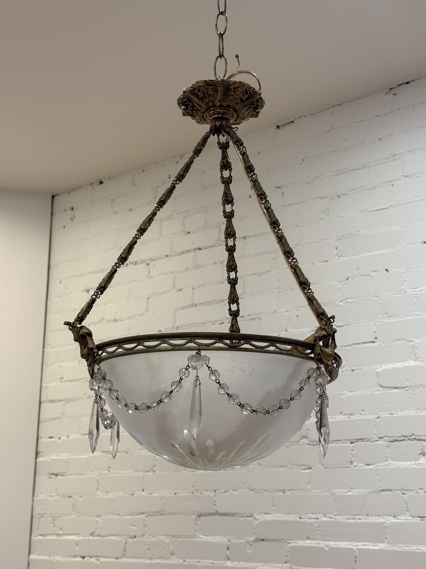 S Antique Glass Chandelier